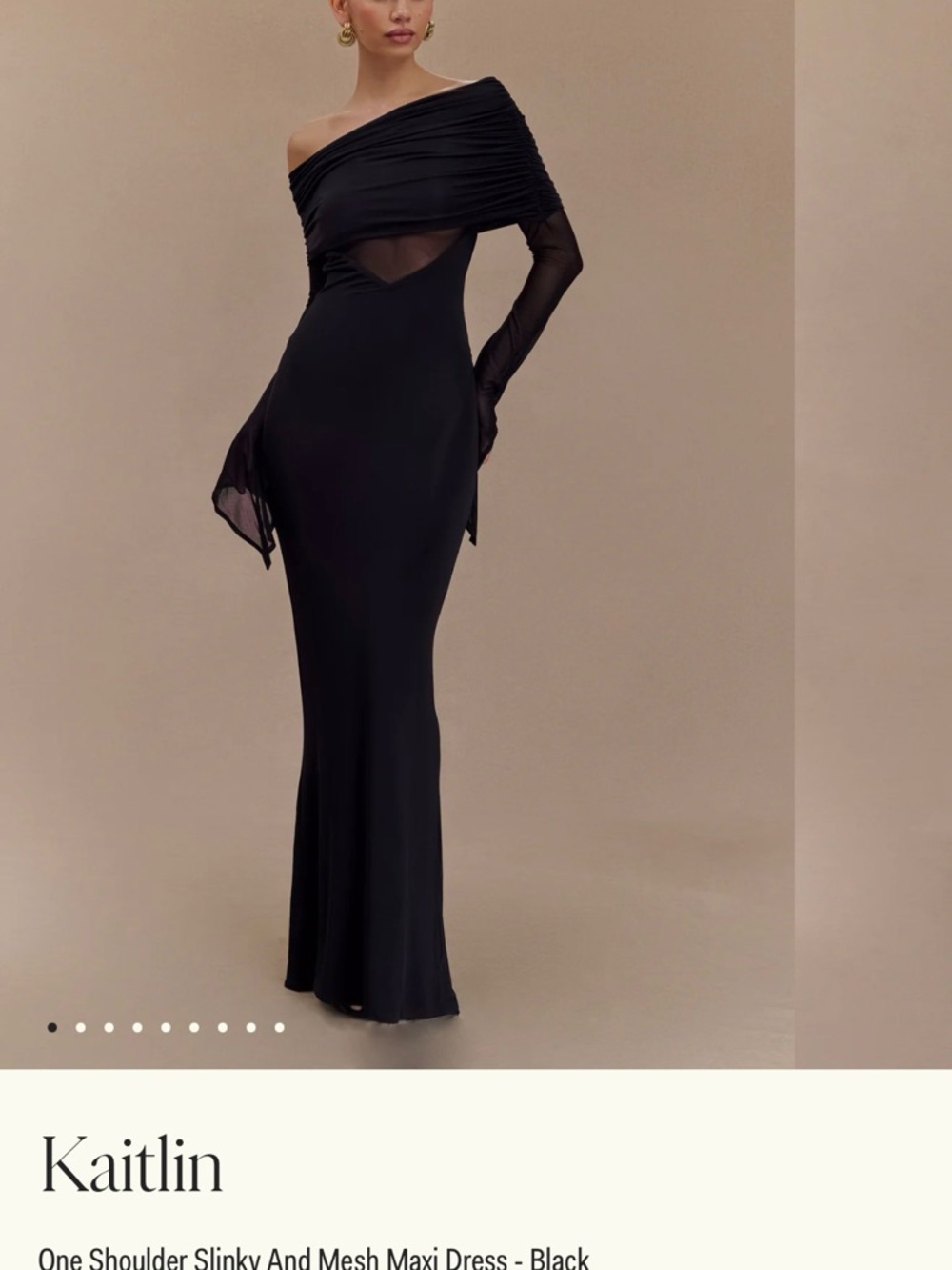 Meshki One-Shoulder Black Mesh Maxi Dress